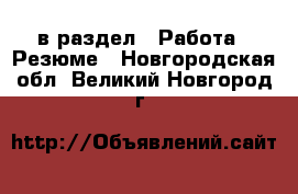  в раздел : Работа » Резюме . Новгородская обл.,Великий Новгород г.